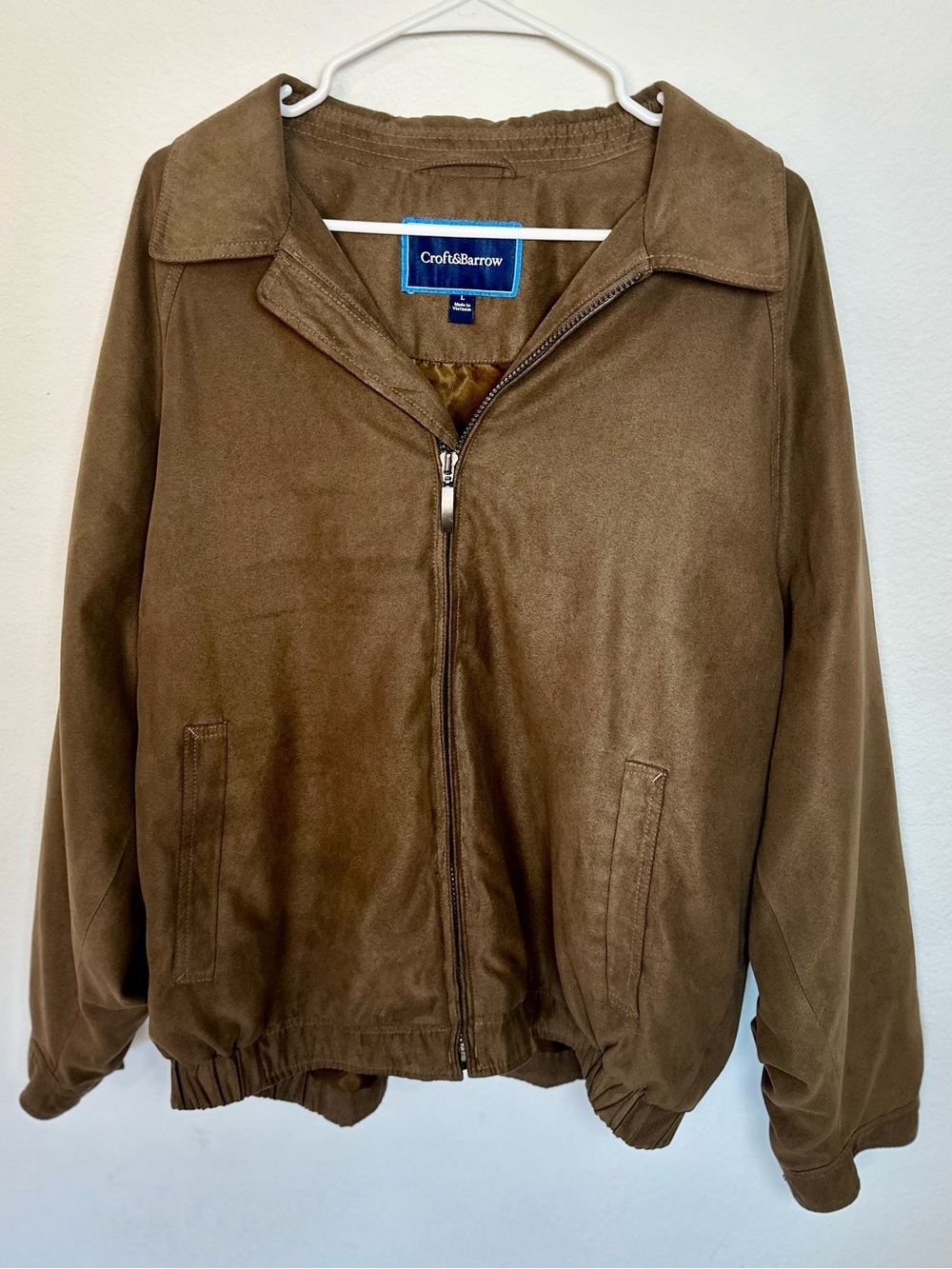 croft & barrow Brown Suede-Look Bomber Jacket